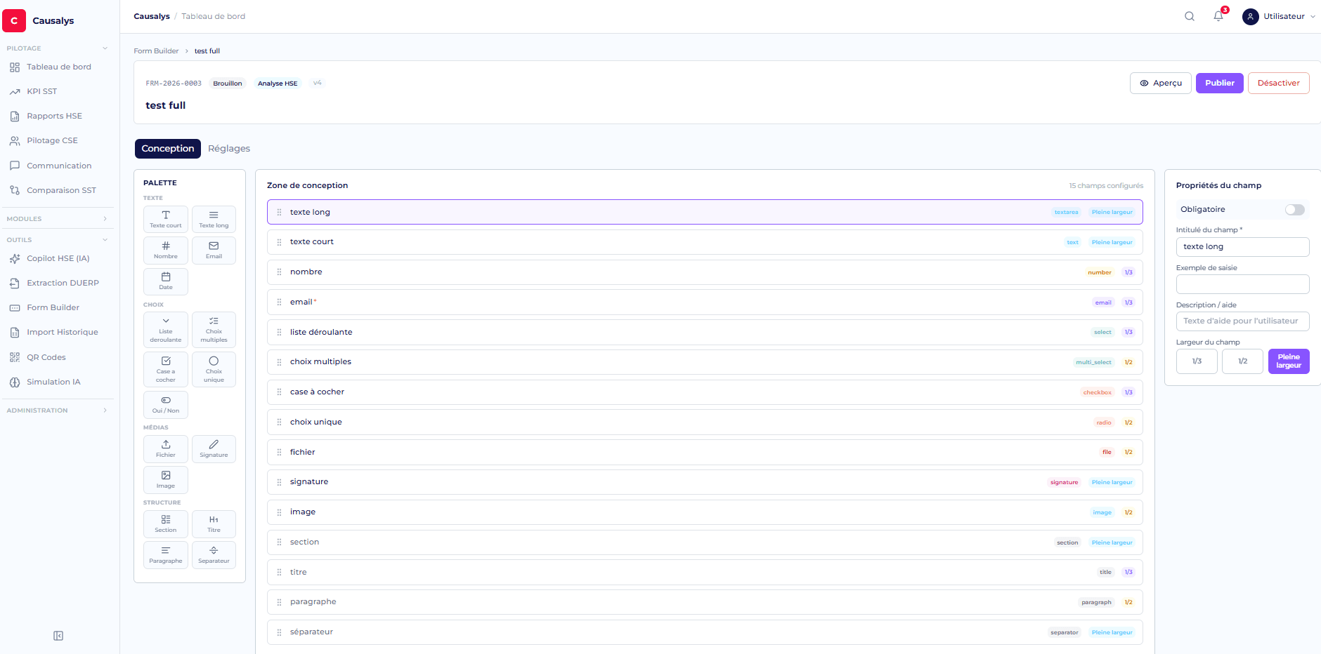 Form Builder Causalys